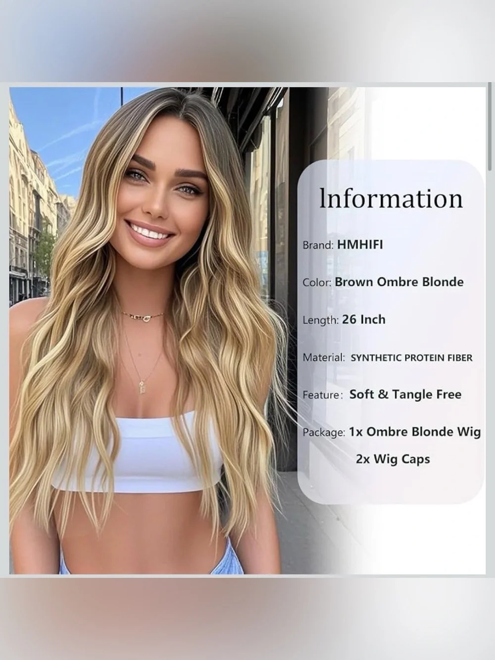 Wig layered waves Long Brown Blonde Ombré Easy-style Adjustable Daily wear 26”